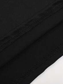 1 Pack 200gsm Crew Neck Happy Valentine's Day Print T-Shirt For Women - Round Neck Casual Knit Polyester Fabric - Lightweight & Breathable T Shirt For All Seasons - Black - View 4