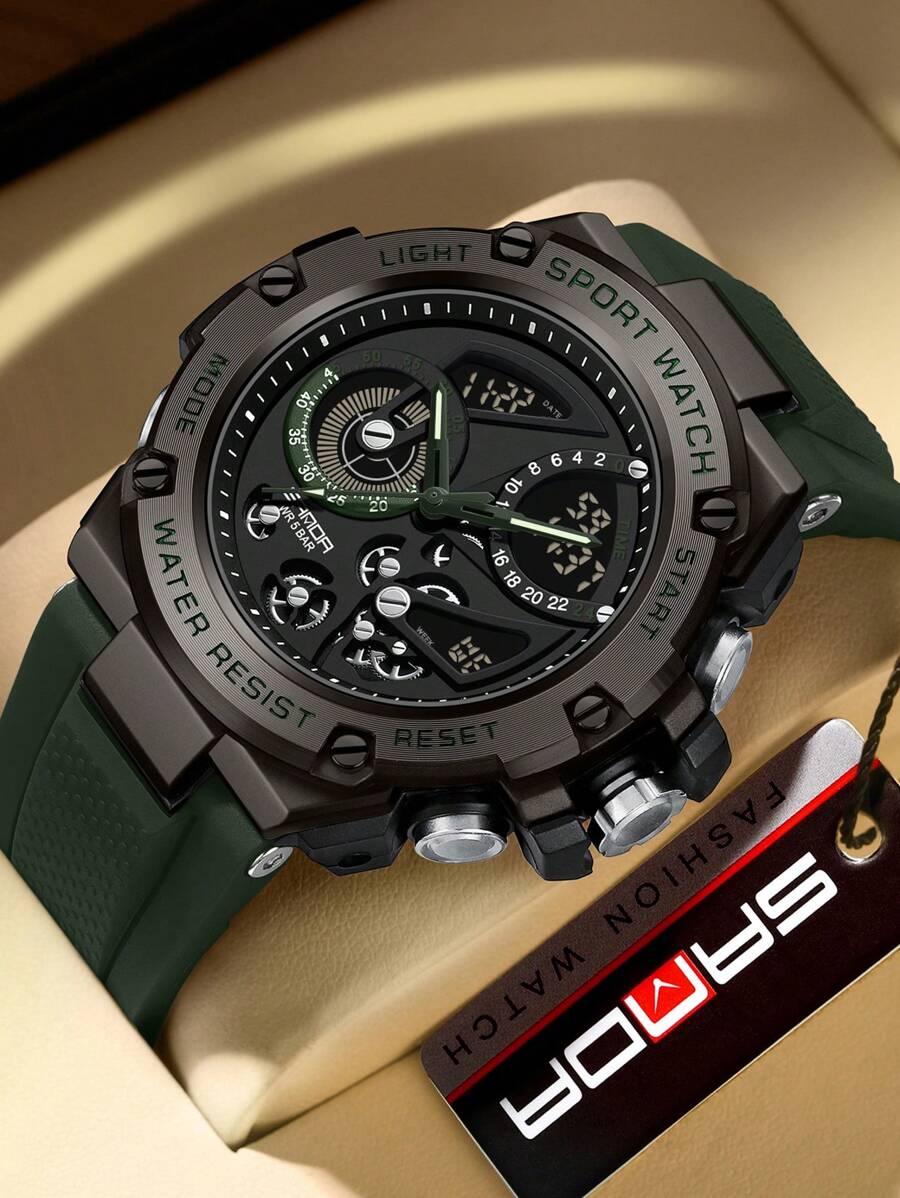 SANDA. SANDA Men Quartz Watch Military Alarm Clock Sport Waterproof Chronograph Date Wristwatches Men's Dual Display LED Digital Electronic Watches - one-size - View 1