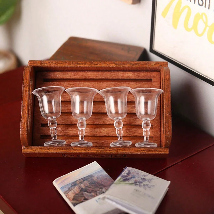 Juego de 5 piezas, 10 piezas o 20 piezas de Miniatura de Vasos de Vino, Tazas de Bebidas Realistas, Modelos de Copas de Plástico, Tazas en Miniatura, Accesorios de Muebles de Copa para Casa de Muñecas, Decoración de Tazas Vacías para Casa de Muñecas