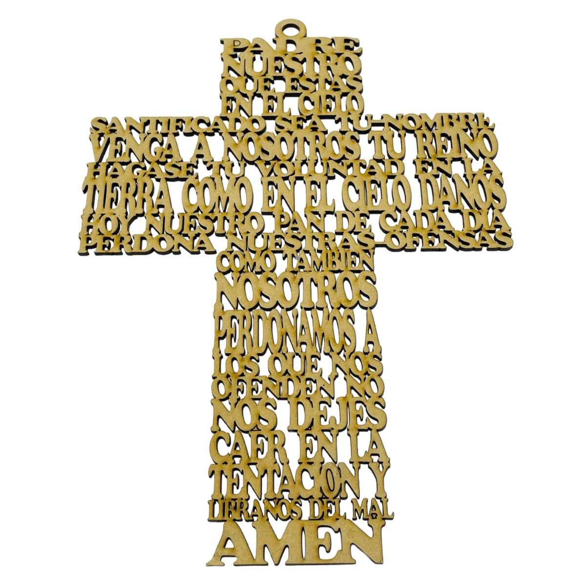 12 Cruces de Madera Artesanal con Texto Religioso 15,20,28cm - Regalo Perfecto para Bautizos y Comuniones - Camel - Ver 1