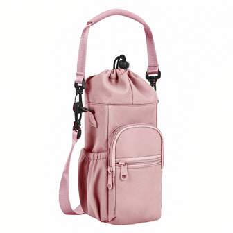 1 件水杯套，隔热水杯套，斜纹水瓶单肩包，水杯袋，可斜挎水瓶套，适用于户外、露营