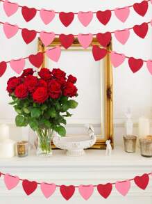 Vòng hoa trái tim bằng vải nỉ trang trí ngày Valentine, dây hoa trái tim treo màu hồng và đỏ - Không cần tự làm, đồ trang trí banner ngày Valentine, thích hợp cho nhà cửa, văn phòng, kỷ niệm ngày cưới, tiệc sinh nhật. - Nhiều màu - Xem 7