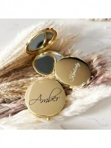 Espejo de maquillaje personalizado - Regalo de San Valentín personalizado, elegante de acero inoxidable, espejo plegable portátil de viaje, espejo de bolsillo para maquillaje personalizado con aumento - regalo perfecto para damas de honor o festividad de Ramadán