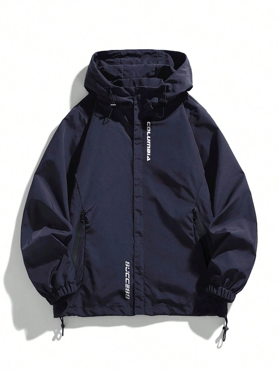 Chaqueta con capucha con cremallera, de corte suelto y ligera para hombre, casual y para exteriores, apta para primavera y otoño