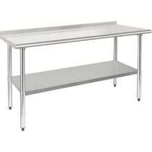 Stainless Steel Table Prep & Work Table 24 X 60 Inches Heavy Duty Commercial With Undershelf And Backsplash For Restaurant Kitchen Home And Hotel - Stainless Steel - View 1