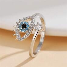 1pc Fashion Simple Demon Eye Design Ring For Women, Suitable For Daily Wear Finger/Index Finger Ring - Silver - View 13