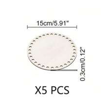 5pcs Unfinished Wooden Crochet Basket Bases - Blank Round Art Board, Suitable For DIY Knitting And Handicraft Projects