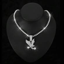 1pc Personalized Spread Wings Eagle Pendant Necklace, Retro Unique Unisex Accessory - Silver Single Pendant - View 2