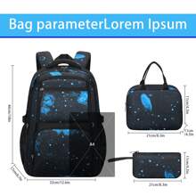 3pcs/Set Starry Sky Print Backpack With Lunch Box & Pencil Case, Large Capacity Multi-Pocket Student Backpack, Casual Lightweight Travel Backpack, 18-Inch Laptop Bag, Unisex, Suitable For Daily, Travel, School, Back To School Gift