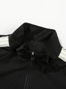 Men's Windproof Jacket, Zipper Closed Stand-Up Collar Jacket With Pockets, Suitable For Daily Leisure, Outdoor Activities