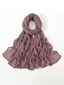 2pcs/1pc Wide-Brim Chiffon Scarf For Women, Fashionable Breathable Long Scarf, Muslim Hijab Headscarf, Suitable For Daily Comfortable And Versatile Wear