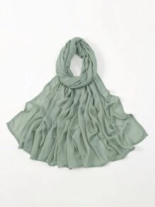 2pcs/1pc Wide-Brim Chiffon Scarf For Women, Fashionable Breathable Long Scarf, Muslim Hijab Headscarf, Suitable For Daily Comfortable And Versatile Wear