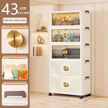 5/4/3/2/1 Layer Foldable Multi-Layer Storage Box, Bedroom Clothes, Double-Door Storage Cabinet, Cream-Colored, For Living Room, Books, Snacks, Folding Cabinet - Color Mixing - View 10