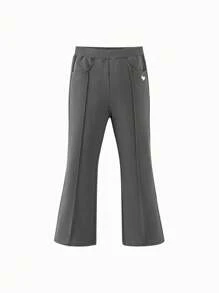 mini bala Quần tập yoga cho bé gái, quần legging ống loe co giãn và ôm sát - Màu xám đen - Xem 4