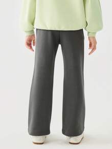 mini bala Quần tập yoga cho bé gái, quần legging ống loe co giãn và ôm sát - Màu xám đen - Xem 2