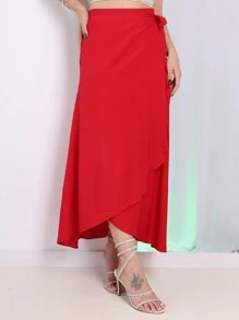 WRAP OVER WRAP SKIRT VARIOUS WAYS TO WEAR IT - Red - View 2