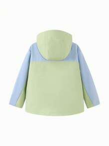 mini bala Kids' Windproof Hooded Jacket, Waterproof Lightweight Outerwear - Pink Green - View 5