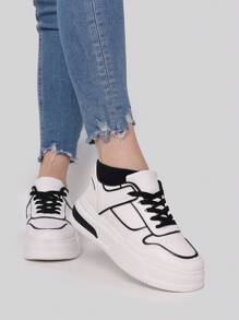 StellaMeli Two-Tone Sneakers In Synthetic Leather - Black and White - View 3