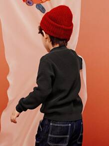 mini bala Kids' New Year Knit Cardigan, Warm Winterwear - Grey - View 2