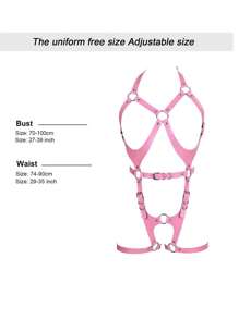 1pc PU Leather Harness For Women, Gothic Jumpsuit Underwear Accessories Suitable For Halloween Dance Parties, Sexy Punk Body Harness, All-Season Universal - Black - View 6