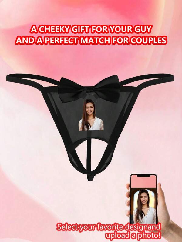 Personalized Photo/Pattern Printed Men's Thong Underwear, Elastic & Comfortable, Great Gift For Boyfriend/Husband, Valentine's Day