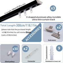 1 Set Of Aluminum V-Shaped Invisible Ultra-Thin Curtain Track - Adjustable Spliced Shower Curtain Track, Ceiling Or Wall-Mounted Curtain Sliding Monorail, Silent Sliding, Suitable For Home And Bathroom (Color: Black, White) Home Bathroom Decor Fall Decor Bathroom Accessories Back To School