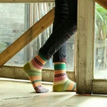 5/10 Pairs Women Thick Socks Wool Thermal Warm Knitting Nordic Ladies Socks Winter - B (5 pairs) - 查看 4