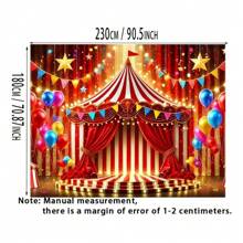 1pc Polyester Circus Themed Photography Background, Birthday Banner Supplies, Cake Table Photo Booth Party Decor, Multipurpose Portrait Photo Backdrop, No Power Required