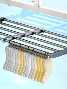 1 pièce Séchoir à linge pliable et rétractable en acier inoxydable. Charge importante. Idéal pour le balcon, le rangement. Sèche les vêtements, les chaussures, les serviettes, à l'intérieur comme à l'extérieur. Convient pour les dortoirs, les appartements de location, les familles en immeuble.