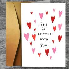 1pc (With You, Life Is Better), Conveys Love, The Positive Impact They Bring To Life. Valentine's Day, Anniversary, Valentine's Day Cards Express Each Other's Appreciation And Appreciation For Each Other's Existence. - Multicolor - View 14