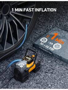 AstroAI Inflador de Neumáticos Compresor de Aire Portátil (Hasta 150 PSI) Bomba de Neumáticos para Coche 12V DC Bomba de Aire Digital con 12 LEDs Luz Super Brillante para Bicicleta, Motocicleta - 1 - Ver 10