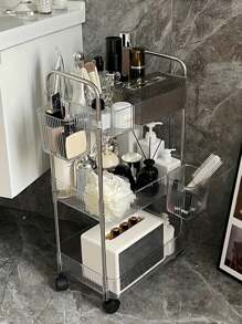 1 件装 2/3/4 层滚动推车，透明多功能储物推车，带把手和轮子，移动式收纳架，适用于办公室、浴室、厨房和客厅，透明实用推车，家居收纳 - 無色 - 查看 9