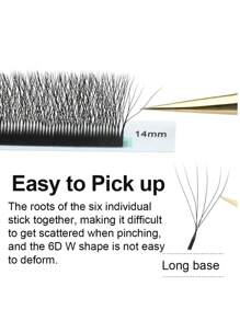 1 件 CHUULASH 6D W C/D 卷曲形状自动开花预制扇形 8-15 毫米睫毛延长自然柔和浓密睫毛簇、睫毛簇、单根睫毛、睫毛、假睫毛 - 黑色 - 查看 7