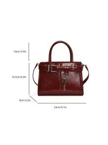 Geantă de umăr la modă pentru femei 2024 Noua sosire, geantă crossbody cu design de nișă, geantă de mână ocazională, versatilă, minimalistă, elegantă, tesatura confortabilă, textura PU, culoare solidă, închidere cu fermoar, curea detașabilă reglabilă, spațiu spațios, design pătrat online - roșu - Vizualizare 11