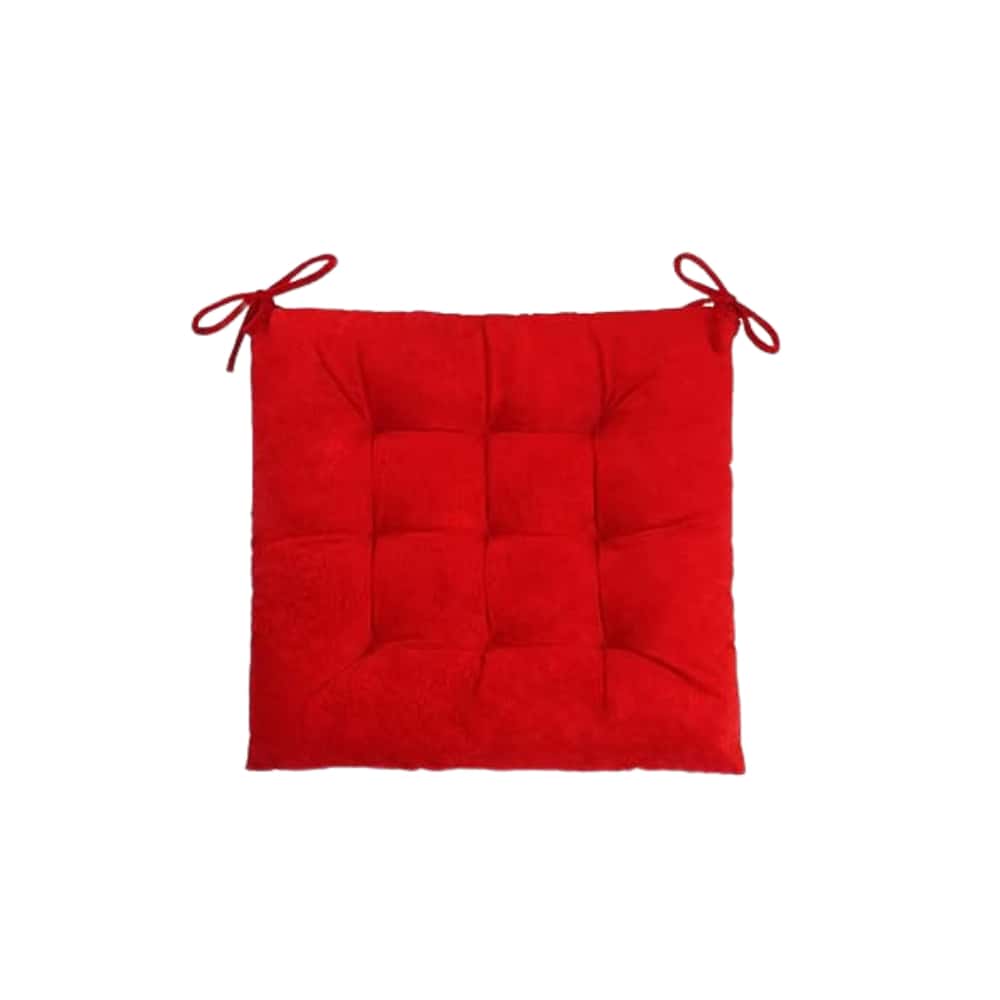 Cojín para silla, cojín suave para silla, cojín para asiento de silla con lazos, para interior, jardín, terraza, cocina, (rojo, 45 x 45 cm)