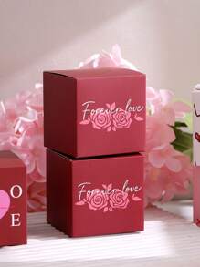 6pcs Elegant Mini Gift Boxes Burgundy Red Gift Boxes With "Love" Pattern. Perfect For Candies, Chocolates And Small Gifts. Perfect For Valentine's Day, Weddings, Anniversaries And Celebrations. Chic Gift Packaging For Special Occasions