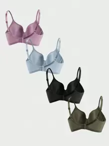 4 stuks comfortabele, veelkleurige ventilerende beugels voor dames, zachte cups, effen bralette, lingerie, ondergoed, bh