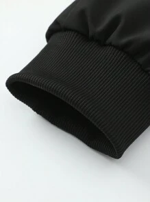 Men's Zippered Pocket Patchwork Stand Collar Leisure Sports Letter Print Casual Pants, Versatile For Daily Wear