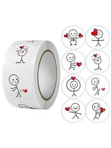 1 卷卡通火柴人可爱装饰贴纸，高品质剪贴簿贴纸，防水密封贴纸