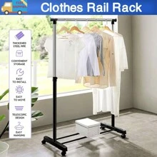Clothing Rail Garment Rack Display Hanger Hanging Stand Cloth And Shoe Shelf - Single Pole - View 1