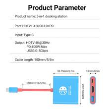 Switch Dock Station kompatibel mit MACBOOK Switch/Switch OLED, tragbare Dockingstation mit HDTV1.4 USB 3.0 Anschluss und PD 100W Ladung, 3 in 1 USB-C Hub kompatibel mit Switch Steam Deck, Pro/Air, Smartphone und mehr