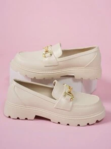 Women's Buckle Design Flat Loafers, Fashionable Black Color (Texture On Shoe Surface Is Normal Phenomenon)