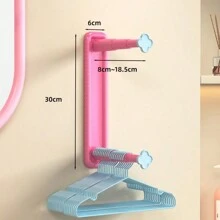 1pc Expandable Wall Mounted Storage No-Drill Rack, Space Saving Balcony Organizer, Clothes Hanger Hanging Hook, Spring, Minimalist, Summer Tops