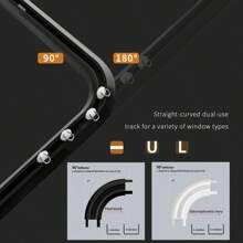 1 Set Of Aluminum V-Shaped Invisible Ultra-Thin Curtain Track - Adjustable Spliced Shower Curtain Track, Ceiling Or Wall-Mounted Curtain Sliding Monorail, Silent Sliding, Suitable For Home And Bathroom (Color: Black, White) Home Bathroom Decor Fall Decor Bathroom Accessories Back To School