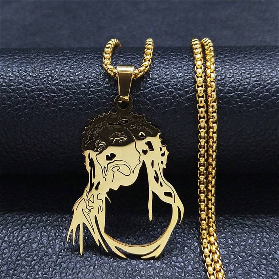 耶稣天主教吊坠项链不锈钢金色链项链珠宝 - 項鍊 - 查看 1