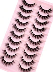 Pestañas postizas de 8D esponjosas de piel de marta falsa, pestañas postizas 3D de ojos de gato, pestañas voluminosas de aspecto wispy, 10 pares de pestañas postizas, juego de pestañas de ojos de manga