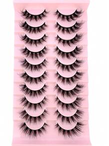 Pestañas postizas de 8D esponjosas de piel de marta falsa, pestañas postizas 3D de ojos de gato, pestañas voluminosas de aspecto wispy, 10 pares de pestañas postizas, juego de pestañas de ojos de manga