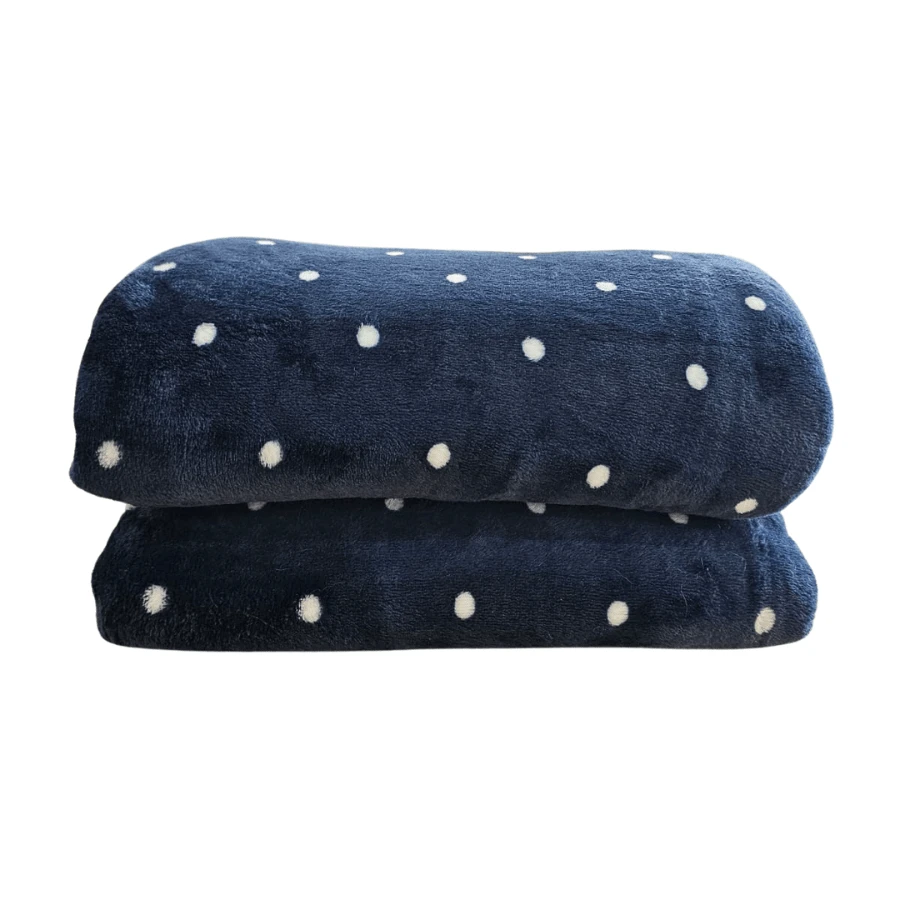 Soft Polka Dot Blanket Queen Extra Soft Anti-Allergic - 藏蓝色 - 查看 1