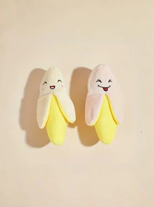 1st Interactief piepend bananen pluche hondenspeelgoed - Kauwspeelgoed voor middelgrote en kleine honden, fruitvormig huisdierspeelgoed met schattig gezichtsontwerp, interactief huisdierenspel