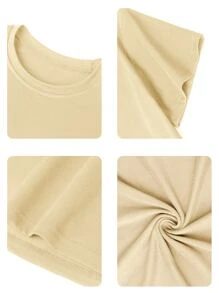 3pcs/Set Girls' Casual Printed Round Neck Short Sleeve T-Shirt, Suitable For Summer Students And Kids - Main Image Features Heart, Puppy High Five, Colorful T-Shirt Brings Joy To Every Child! Girls' Graphic Tee Tops For Summer - Apricot - View 2